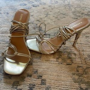 Express gold lace up heels
